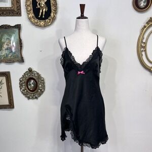 Black Lace-Trim Camisole Top V-Neck Sleeveless Size M